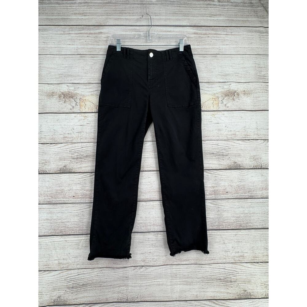 Pilcro Anthropologie Cropped Distressed Hem Pants Womens 26 Petite Black